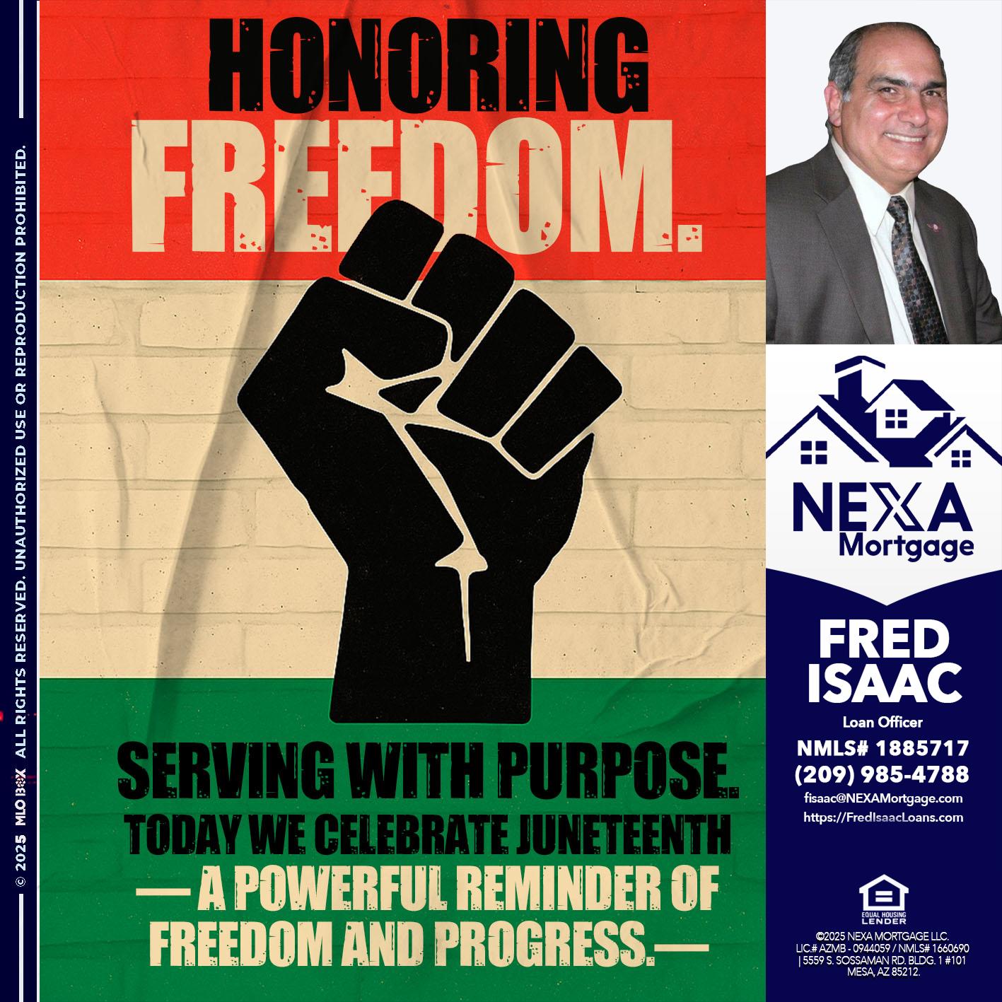 HONORING FREEDOM - Fred Isaac -Loan Officer