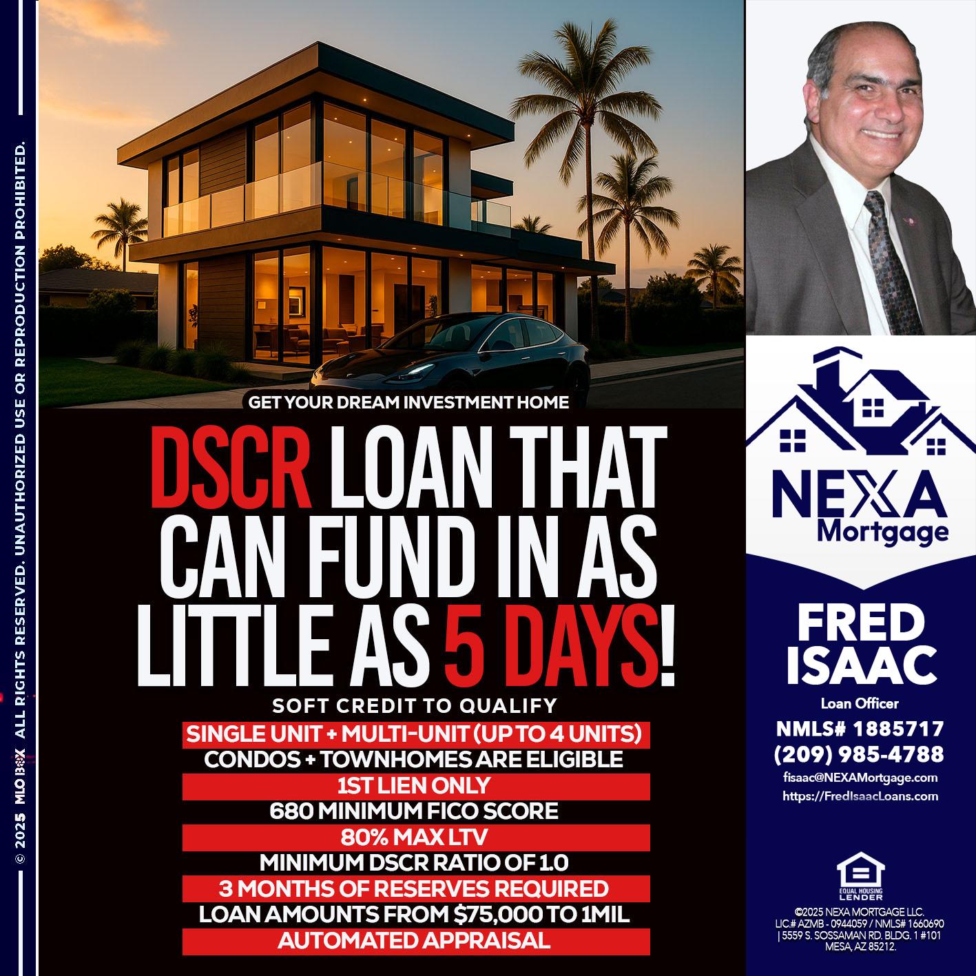 DSCR LOAN - Fred Isaac -Loan Officer