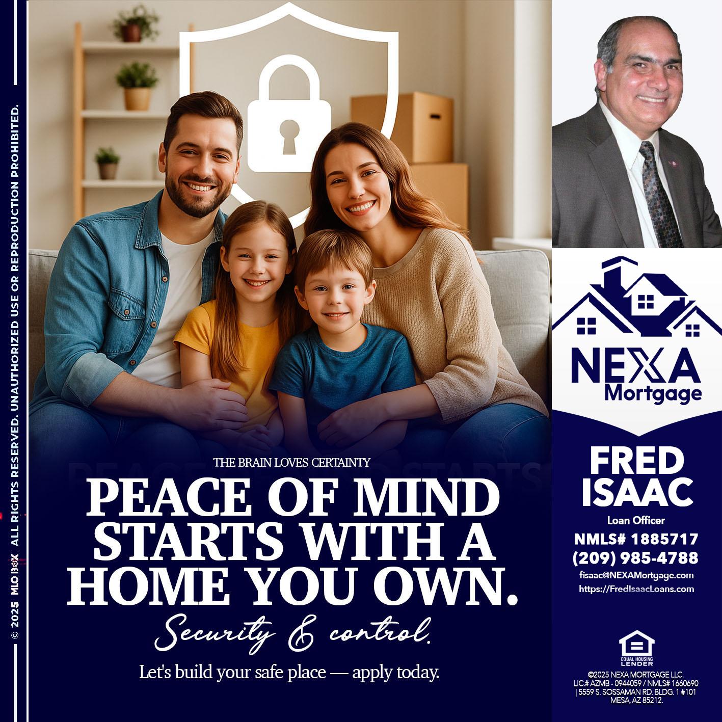 peace of mind - Fred Isaac -Loan Officer