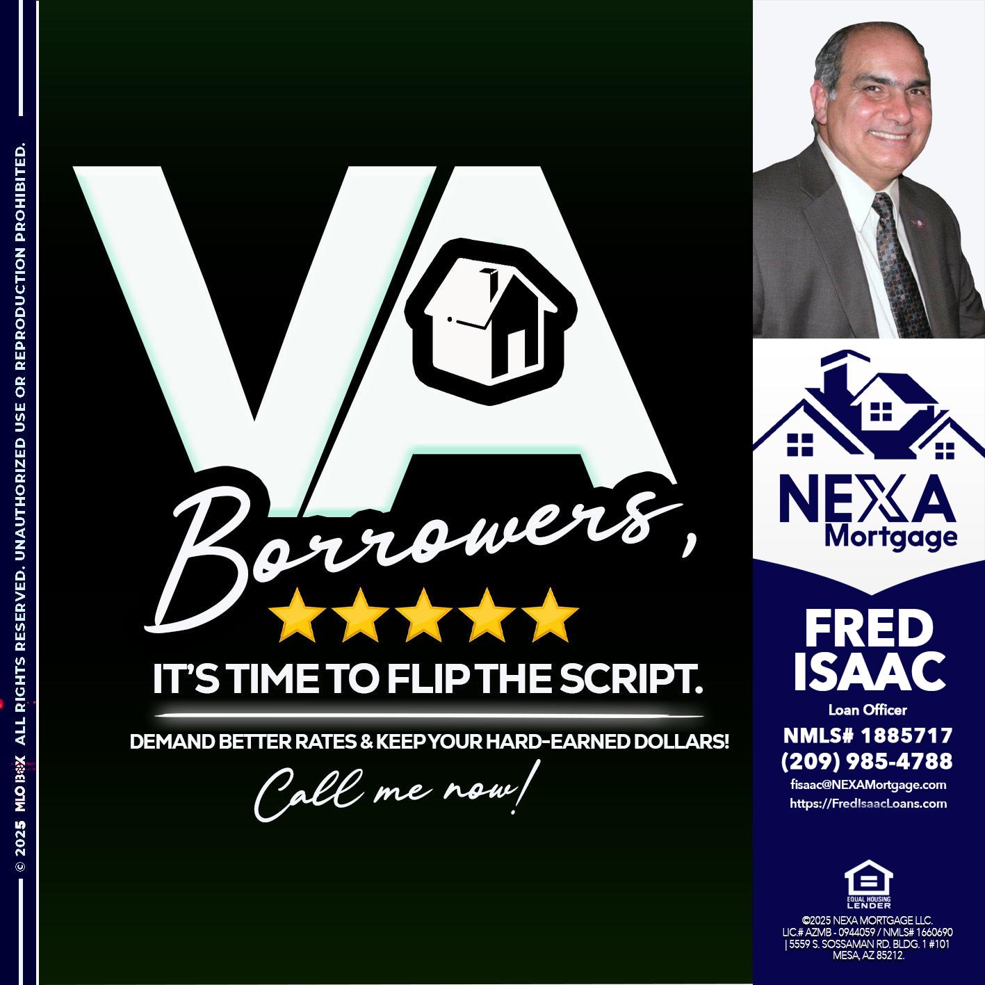 VA BORROWERS - Fred Isaac -Loan Officer