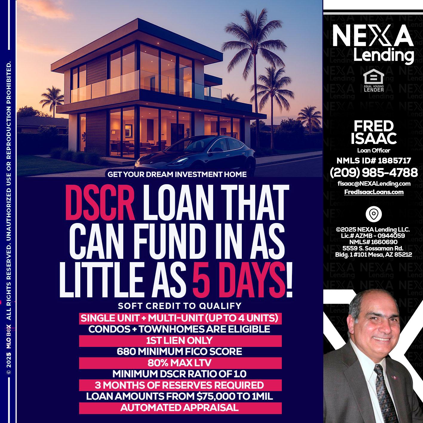 DSCR - Fred Isaac -Loan Officer