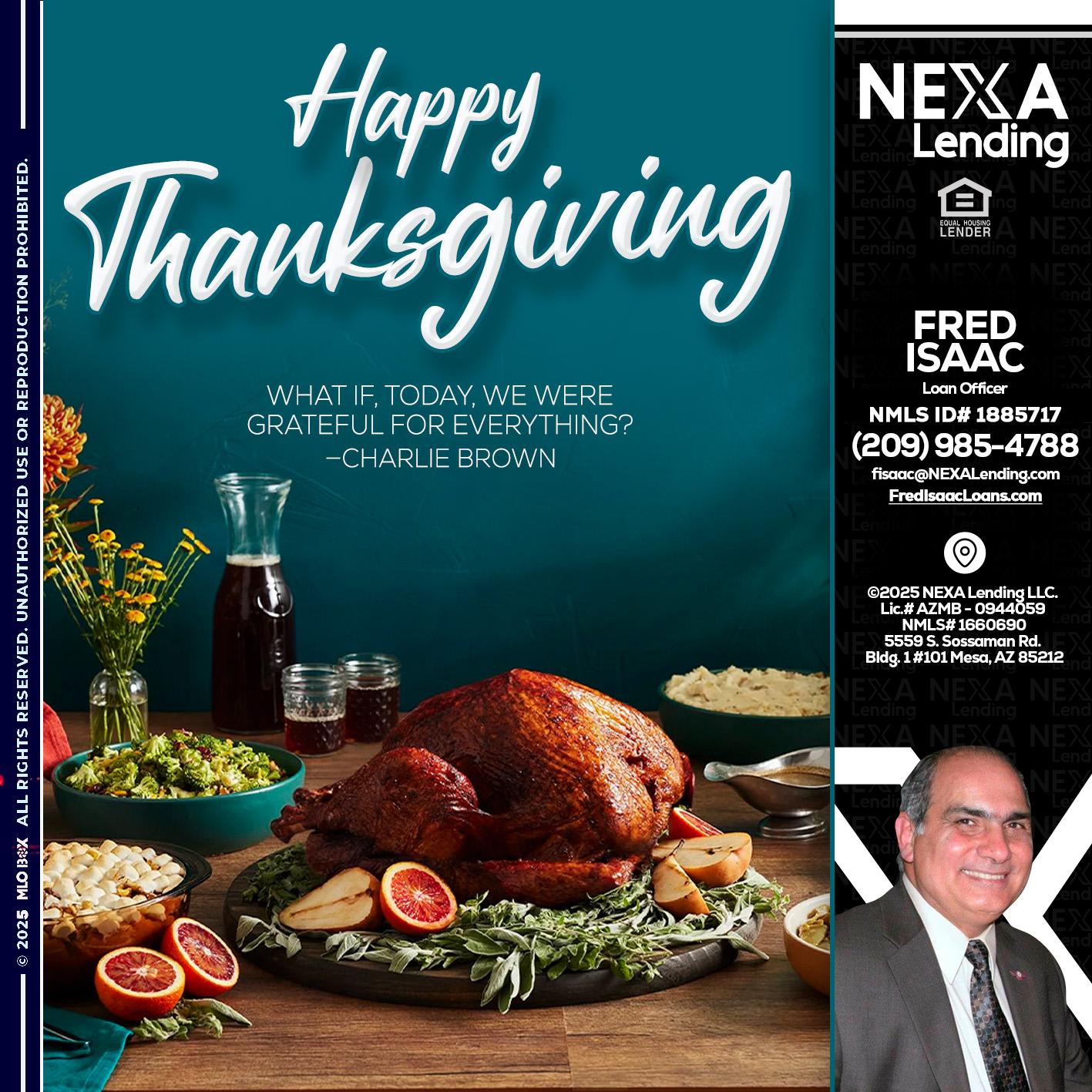 happy Thanksgiving - Fred Isaac -Loan Officer