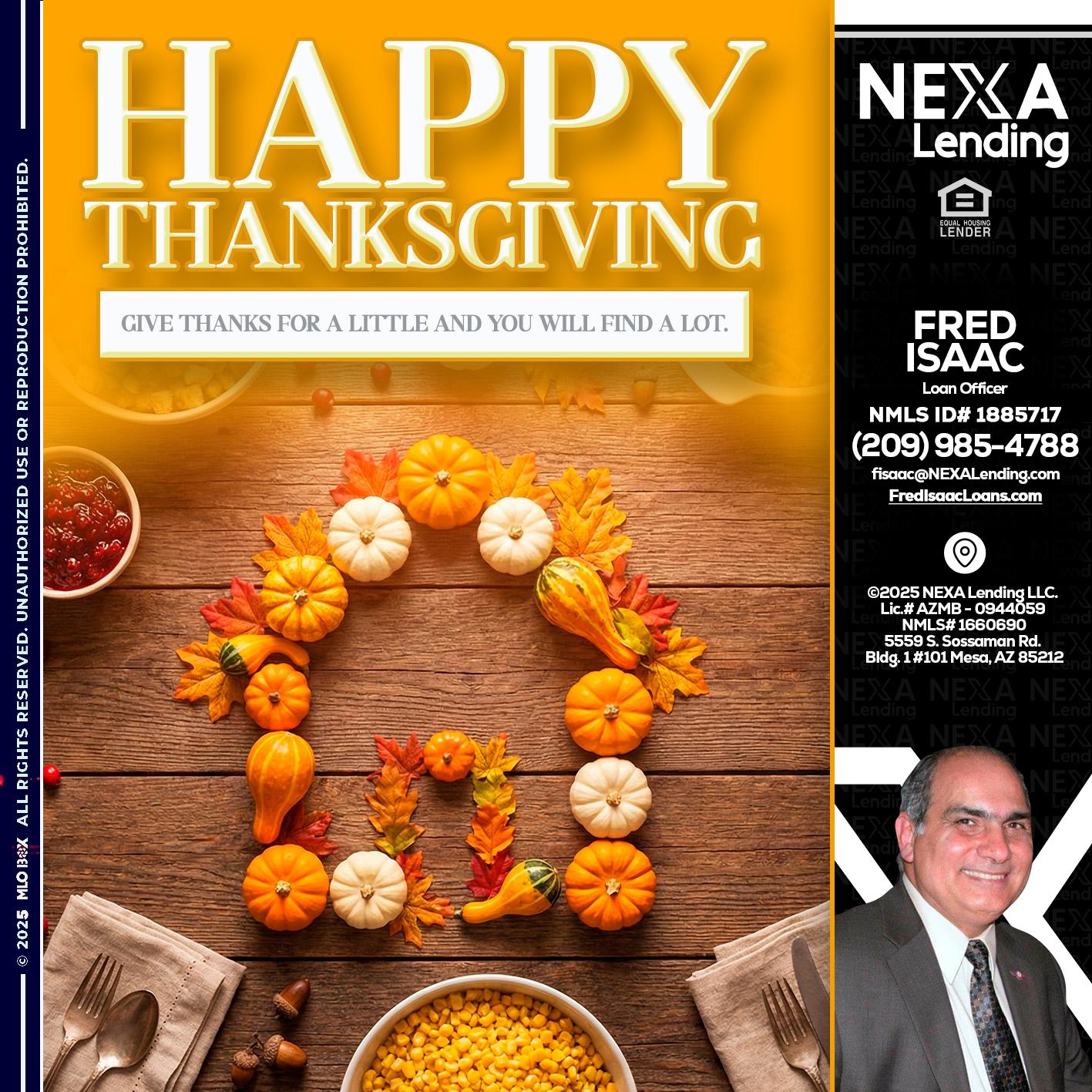HAPPY THANKSGIVING - Fred Isaac -Loan Officer