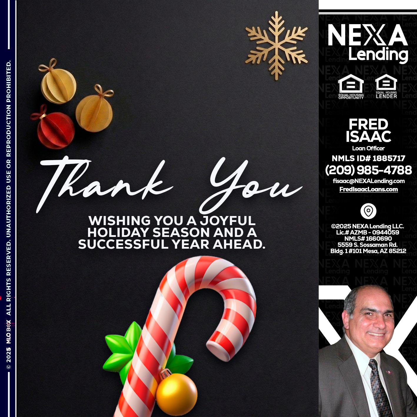 THANK YOU - Fred Isaac -Loan Officer