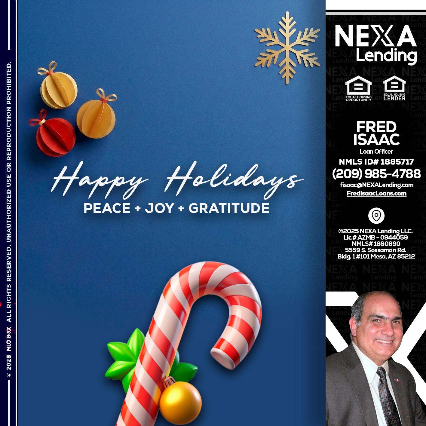 HAPPY HOLIDAYS - Fred Isaac -Loan Officer