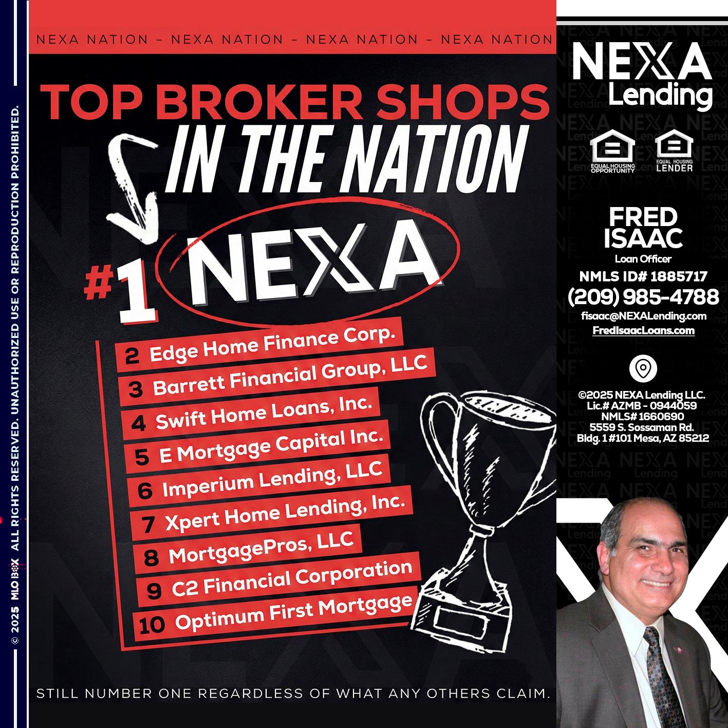 top broker - Fred Isaac -Loan Officer