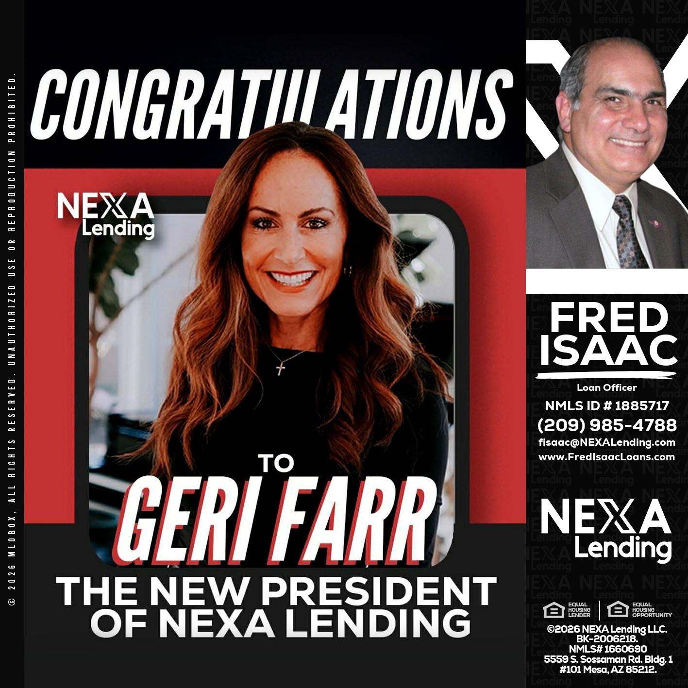 CONGRATULATIONS - Fred Isaac -Loan Officer