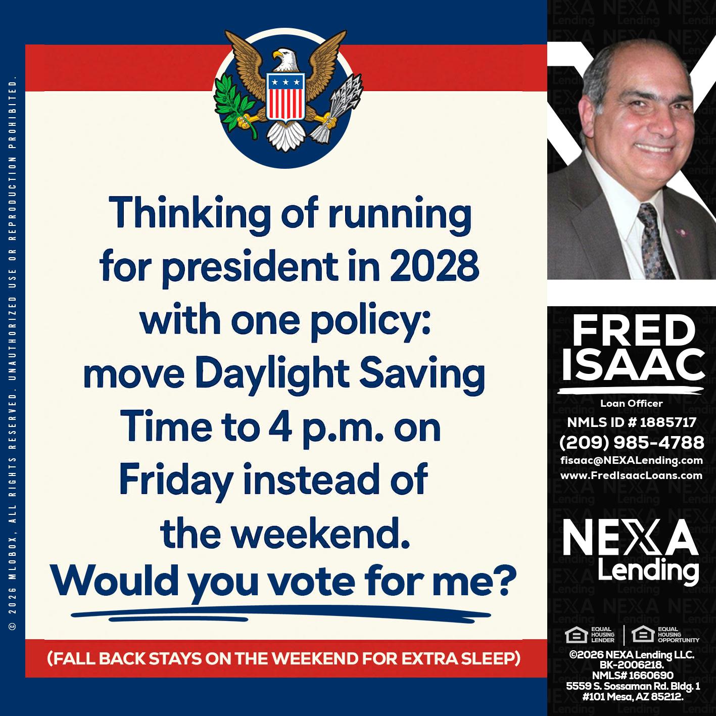 THINKING OF RUNING - Fred Isaac -Loan Officer