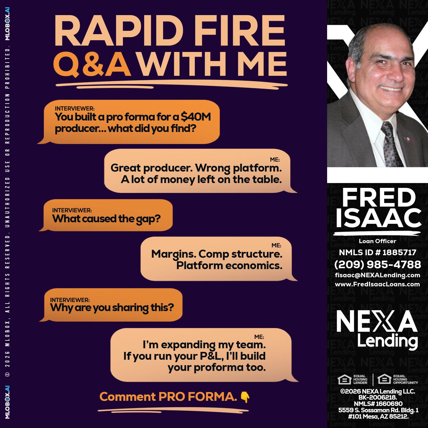 RAPID FIRE - Fred Isaac -Loan Officer