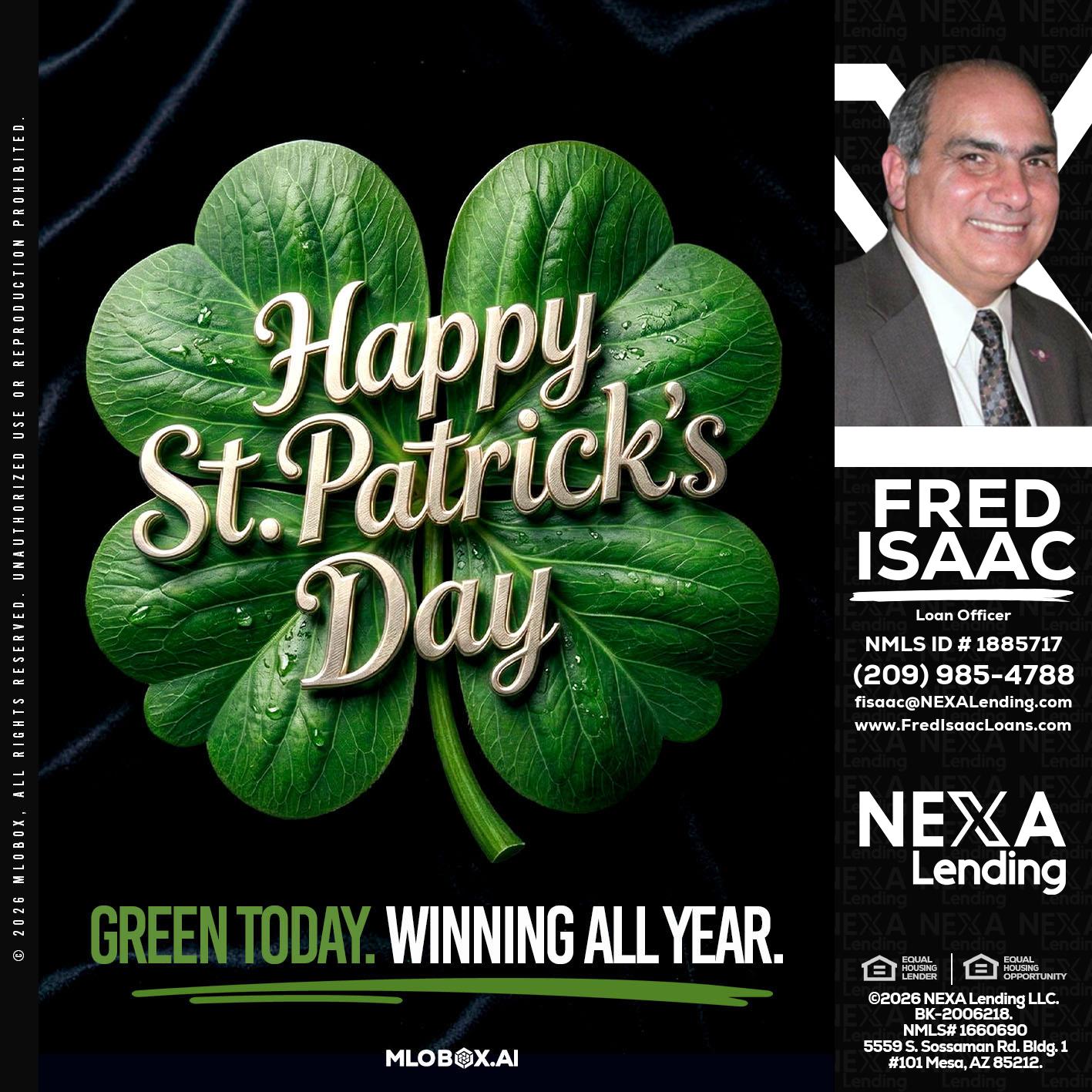 happy st. Patricks day - Fred Isaac -Loan Officer