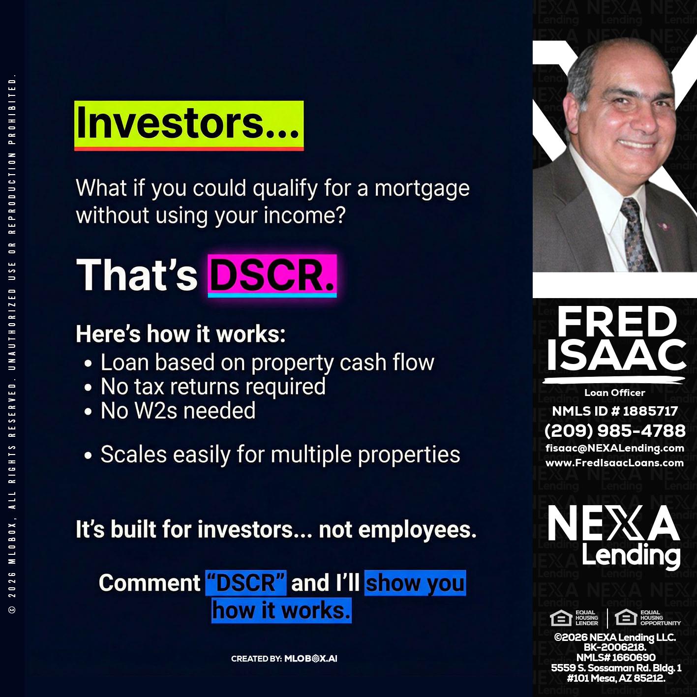 INVESTORS - Fred Isaac -Loan Officer