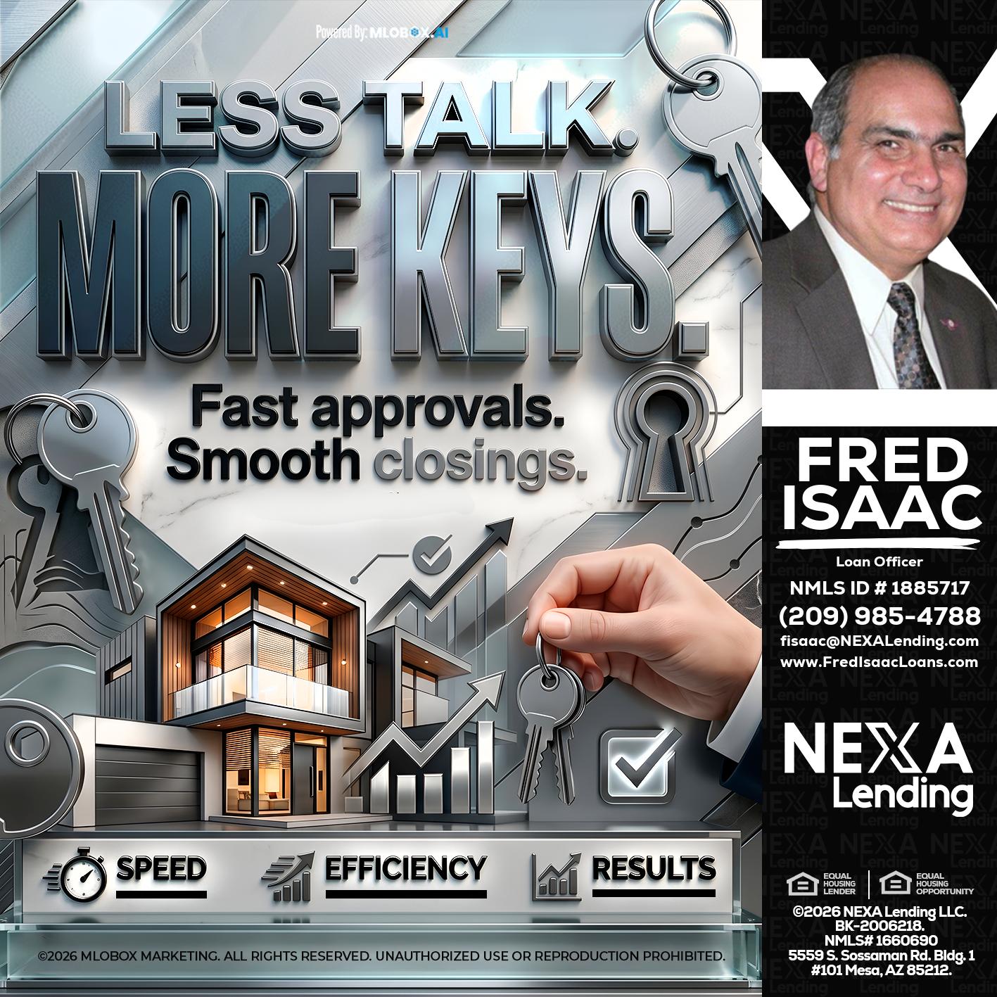 LESS TALK, MORE KEYS! - Fred Isaac -Loan Officer
