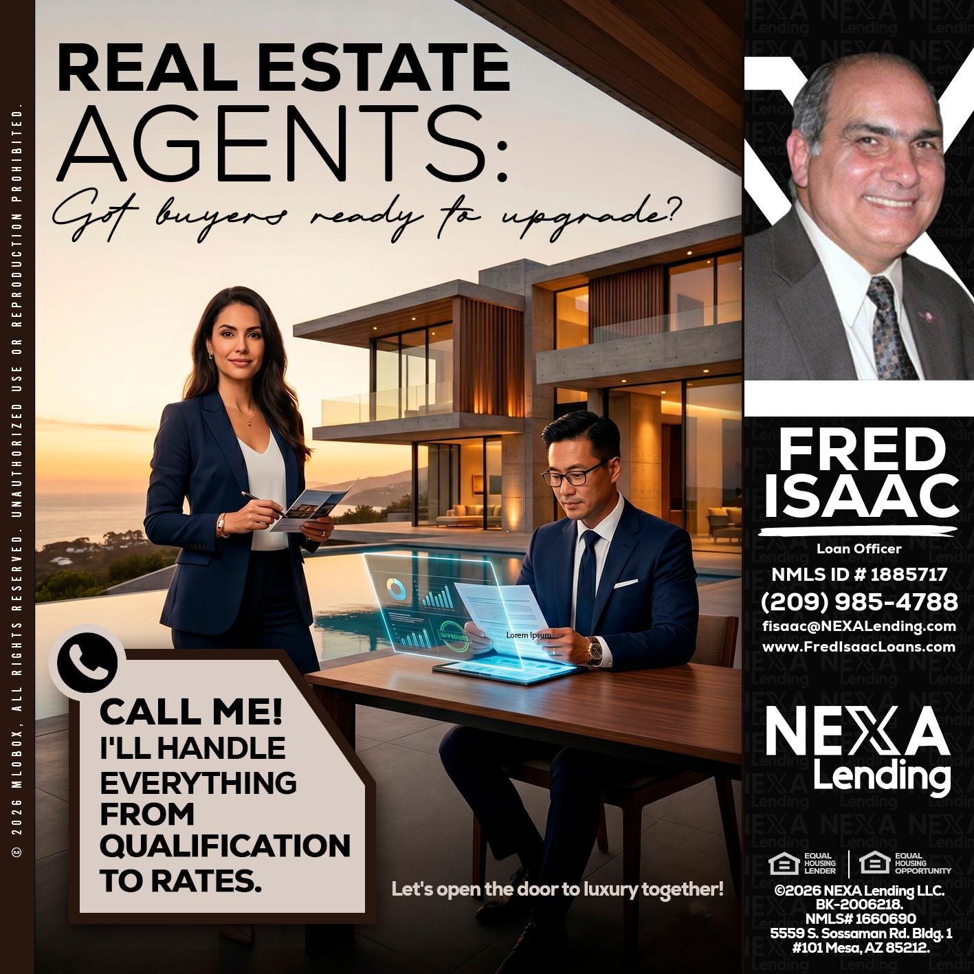 REAL ESTATE AGENTS - Fred Isaac -Loan Officer