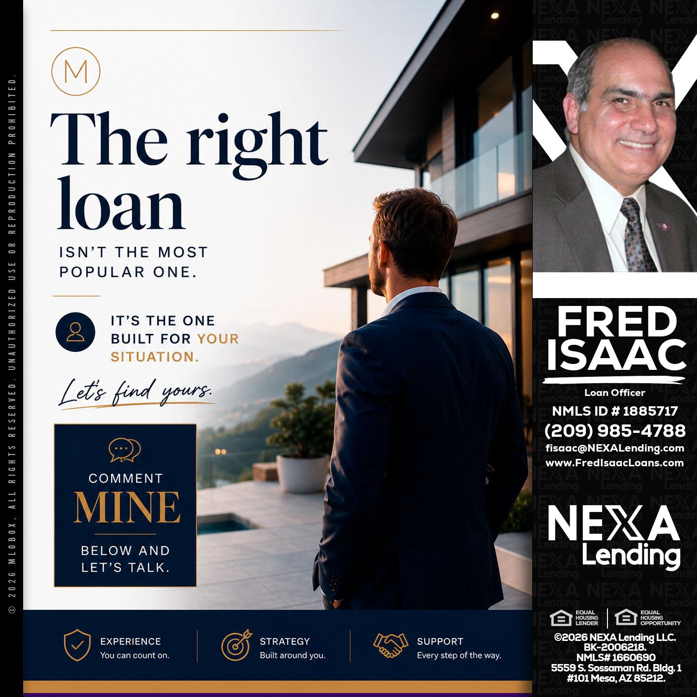 THE RIGHT LOAN - Fred Isaac -Loan Officer