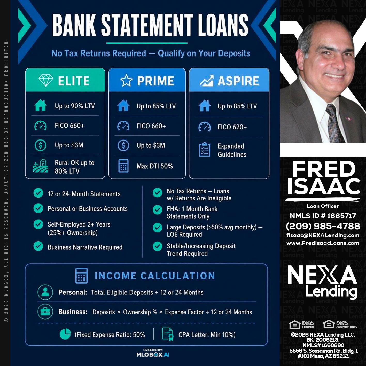 BANK STATEMENT - Fred Isaac -Loan Officer