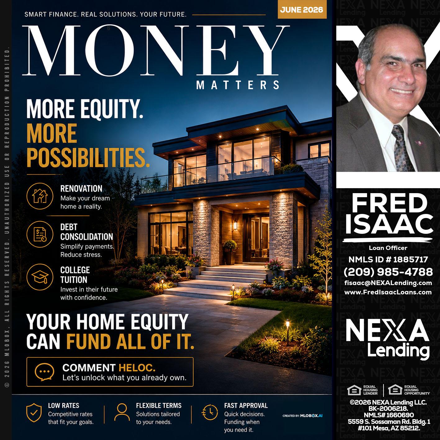 MONEY MATTERS - Fred Isaac -Loan Officer