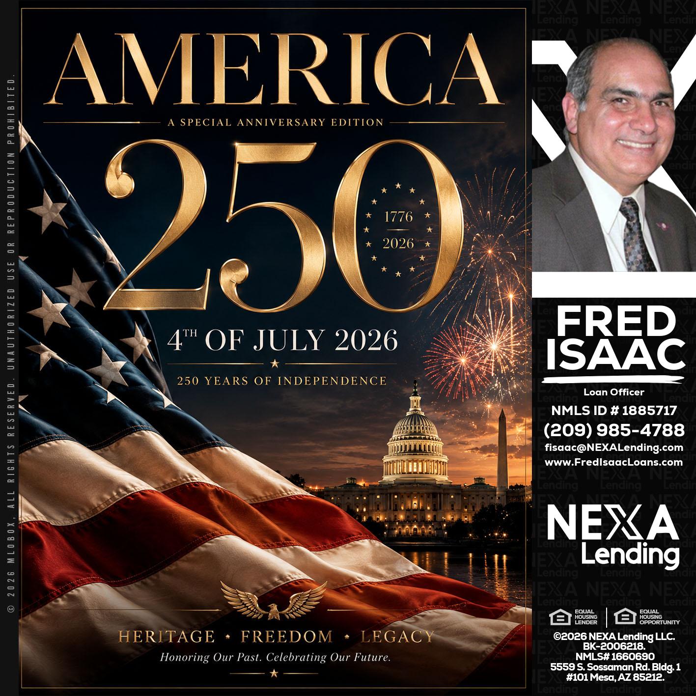 AMERICA 250 TH - Fred Isaac -Loan Officer