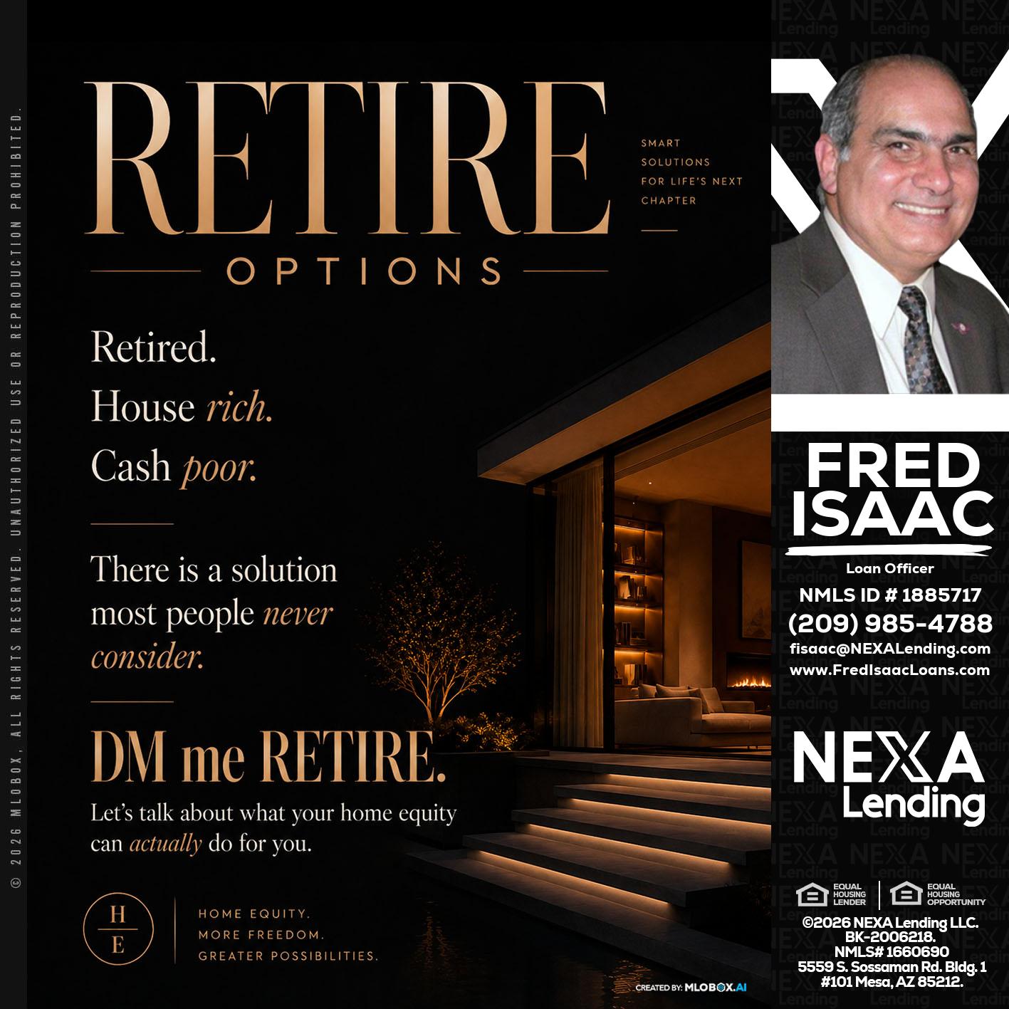 RETIRE LOANS - Fred Isaac -Loan Officer