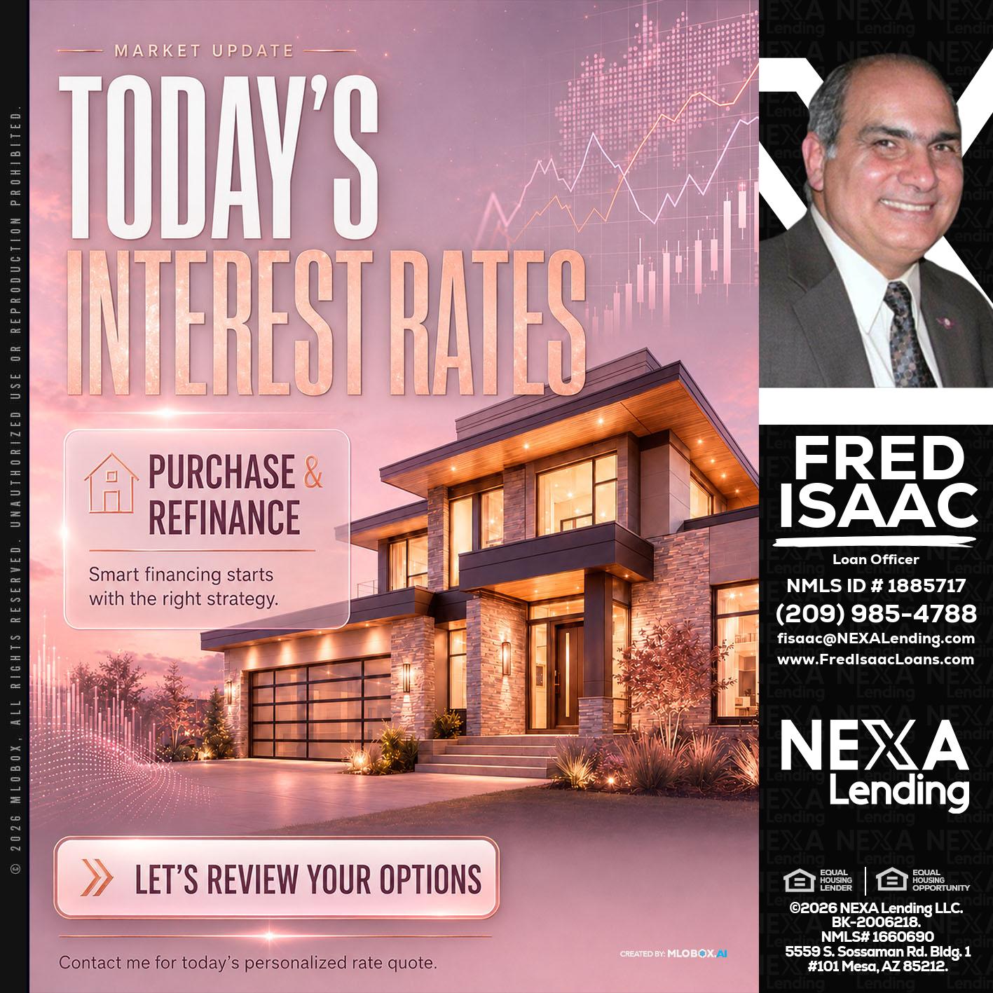 todays interest rates - Fred Isaac -Loan Officer