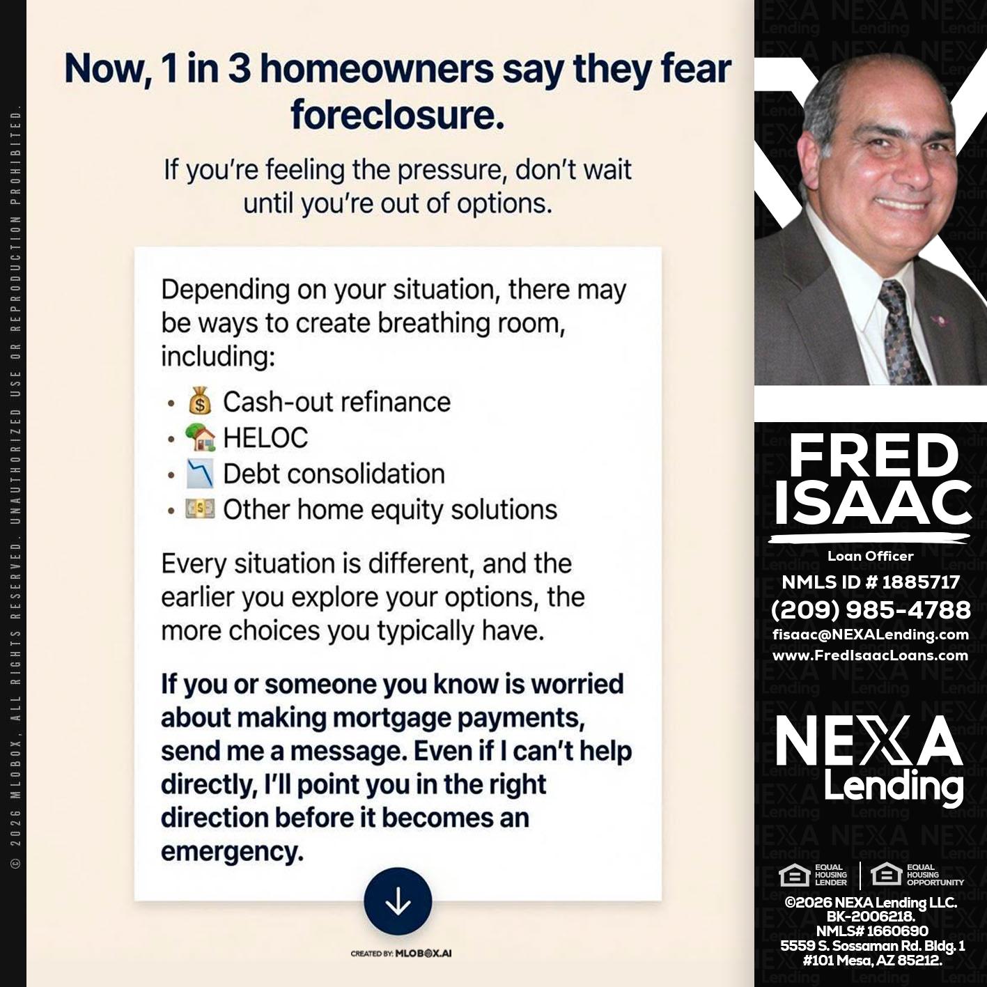 NOW, 1 IN 3 - Fred Isaac -Loan Officer