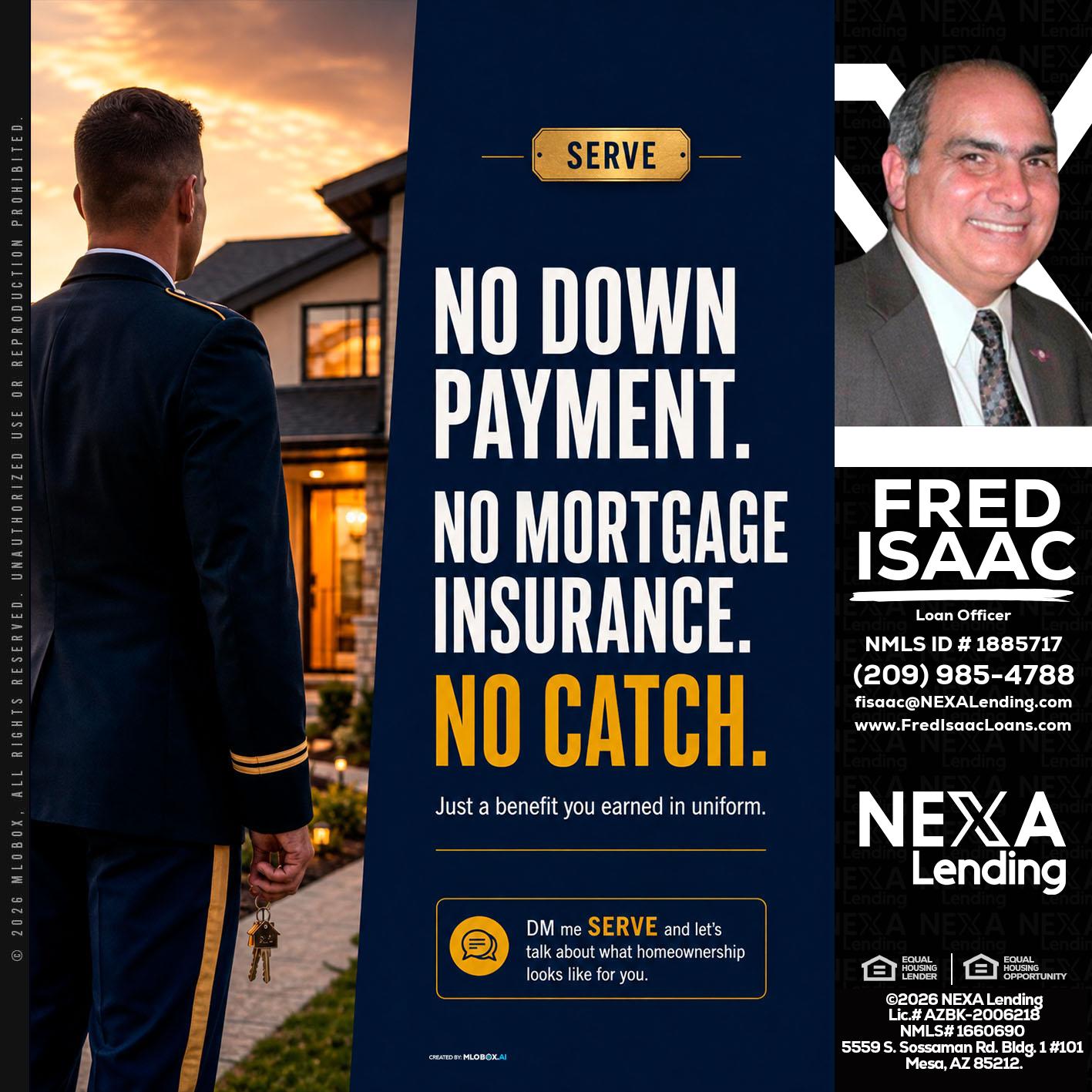 NO DOWN PAYMENT - Fred Isaac -Loan Officer