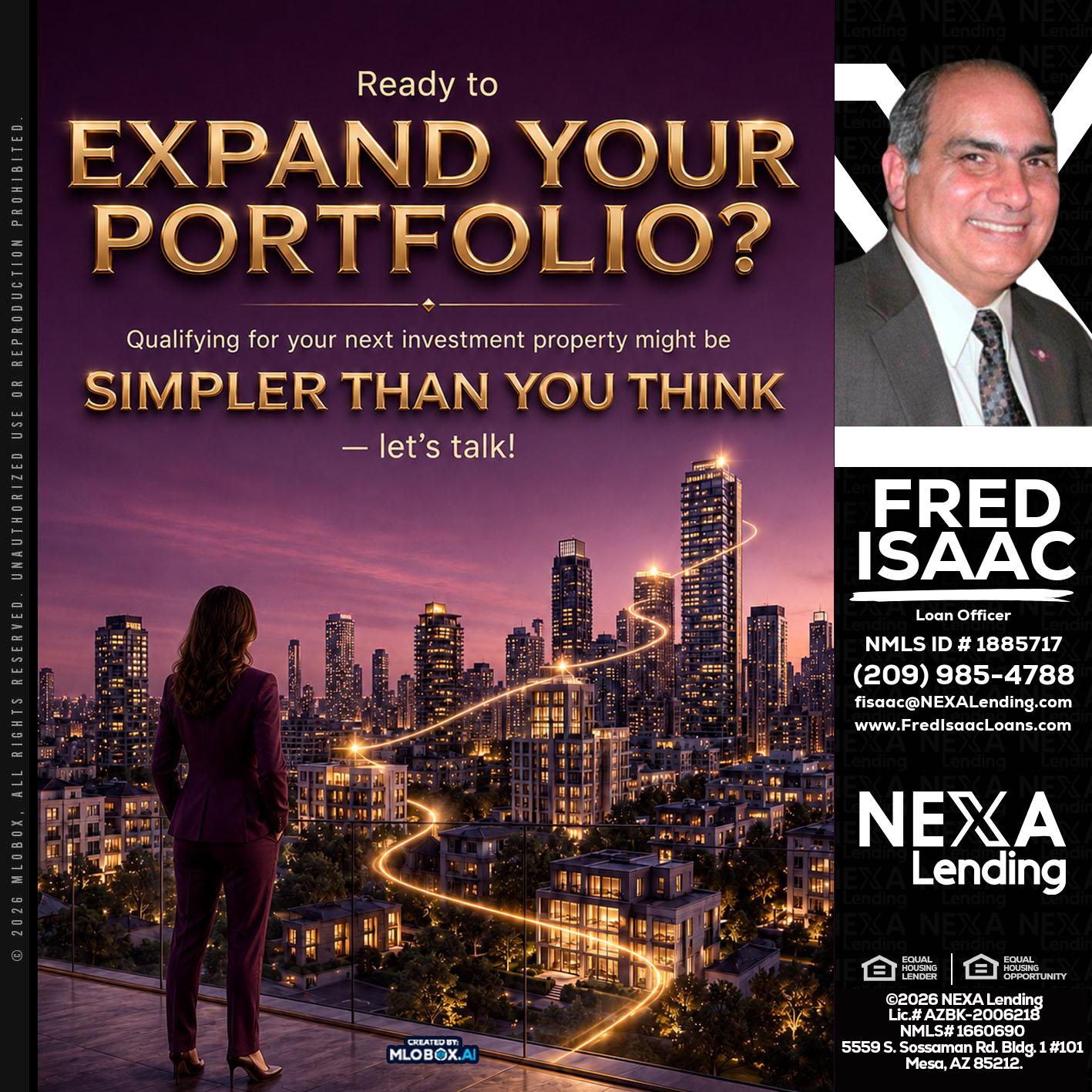 EXPAND YOUR PORTFOLIO - Fred Isaac -Loan Officer