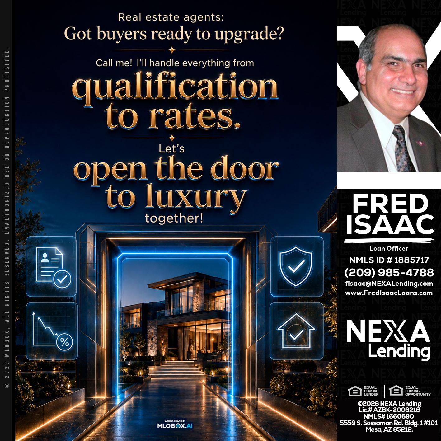 QUALIFICATION TO RATES - Fred Isaac -Loan Officer