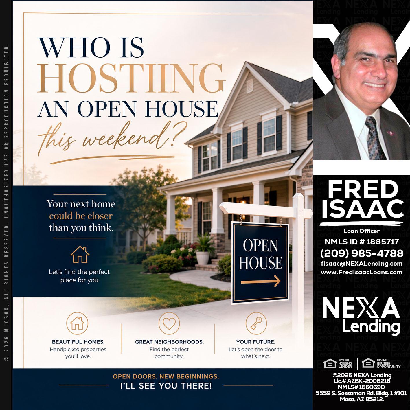 WHOS HOSTING - Fred Isaac -Loan Officer