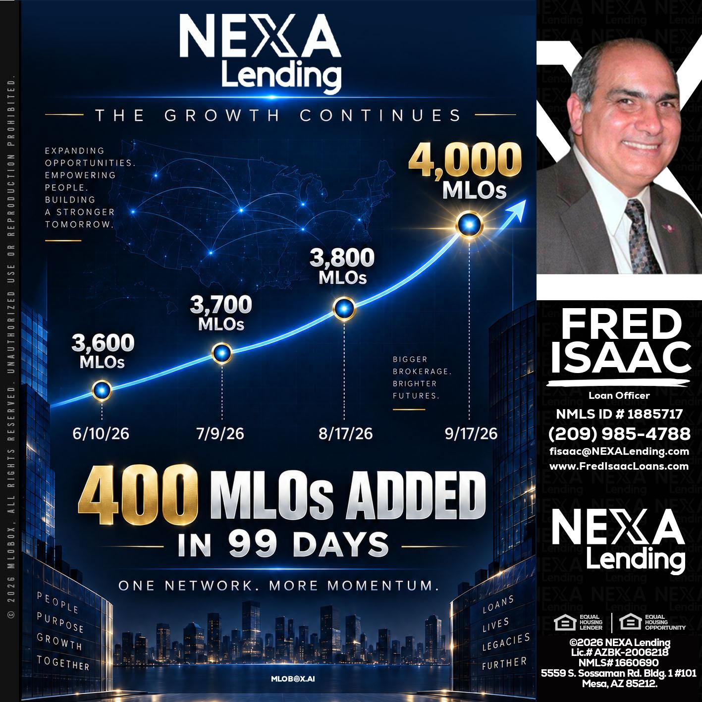 NEXA Lending 4000 MLOs - Fred Isaac -Loan Officer